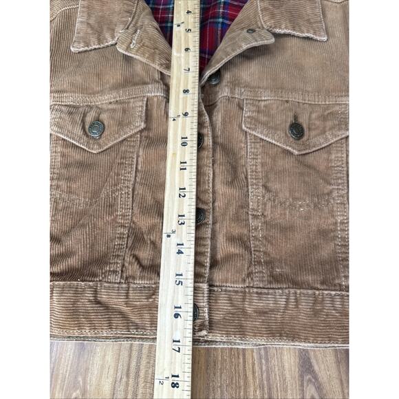 Pacsun Flannel Lined Corduroy Trucker Jacket Crop Women’s XS/S‎ Orange Brown - Picture 5 of 7